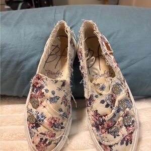 Blowfish Cream Floral Slip-On Flats with Button Accents